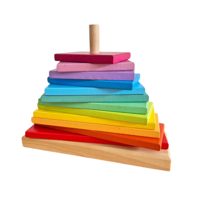 Torre de Encastre Clásica – Pirámide de Colores en Madera - Imagen 3