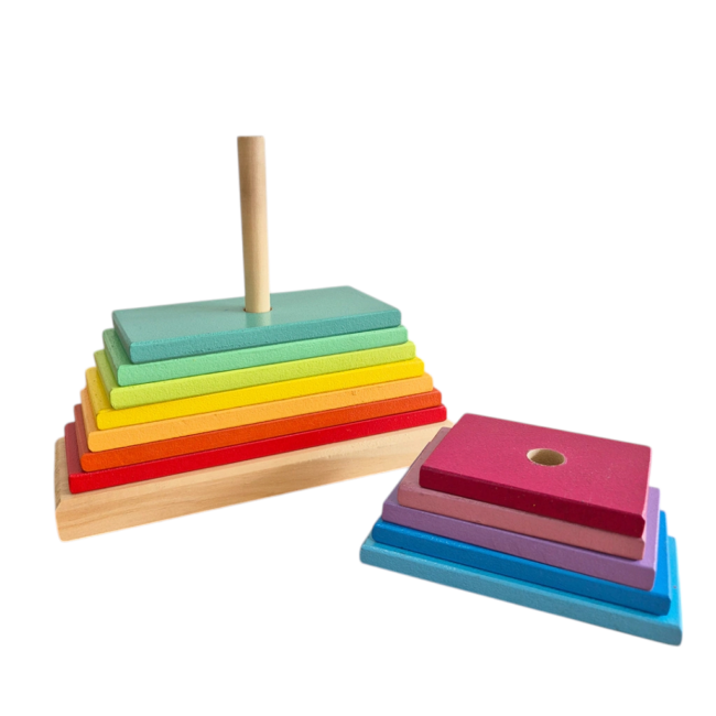Torre de Encastre Clásica – Pirámide de Colores en Madera - Imagen 2