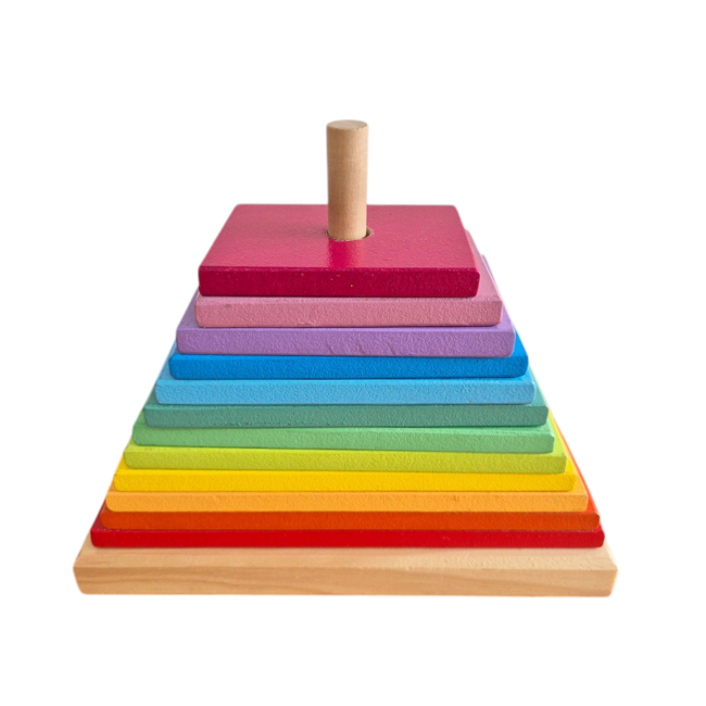 Torre de Encastre Clásica – Pirámide de Colores en Madera - Imagen 4