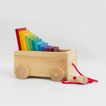 Carrito Arcoíris de Madera - Didáctico de arrastre